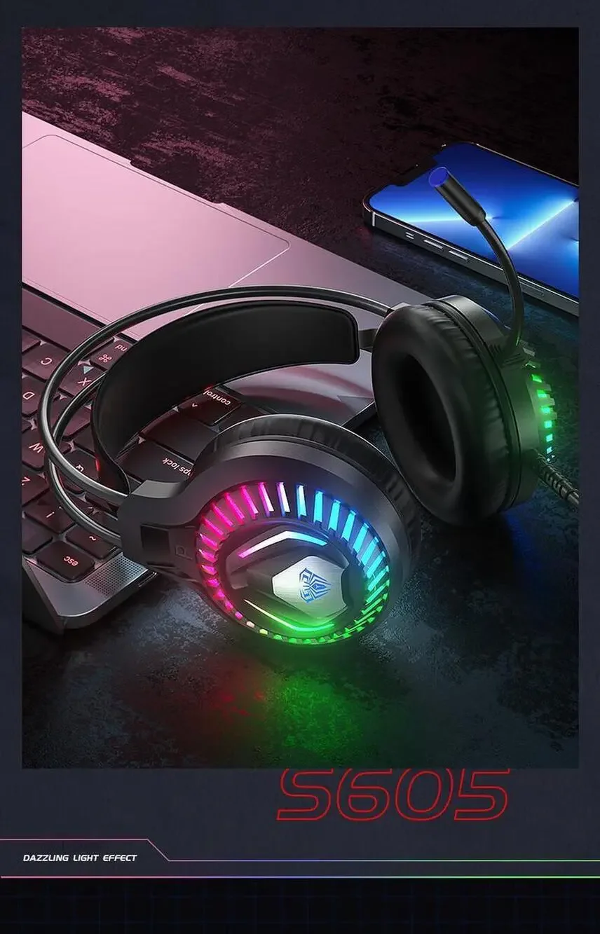 AULA S605 WIRED GAMING HEADSET – 7.1 CHANNEL – RGB – NOISE CANCELING